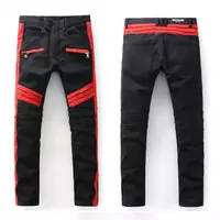 balmain slim-fit biker jeans fashion red black